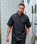 Studded Front Short Sleeve Chef's Jacket