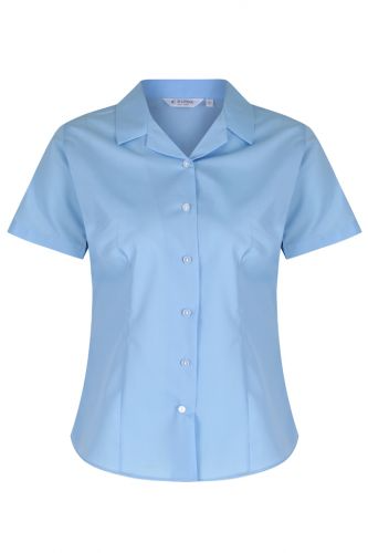 Short Sleeve Non Iron Rever Collar Fitted Blouses - Twin Pack